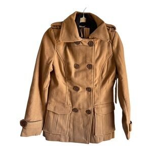 Elegant Women's Camel Pea Coat, New with Tags